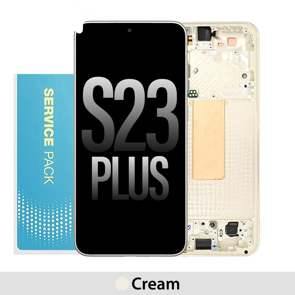Samsung Galaxy S23 Plus S916B OLED Screen Replacement Digitizer with Frame GH82-30476B (Gold)-Cream Samsung Galaxy S23 Plus S916B OLED Screen Replacement Digitizer with Frame GH82-30476B (Gold)-Cream